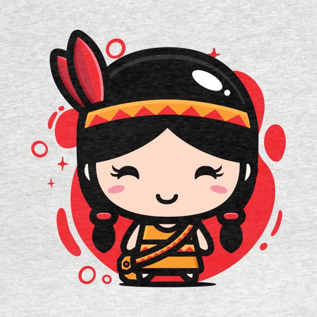 Cute Kawaii Native American Girl // Chibi Style Native American by SLAG_Creative